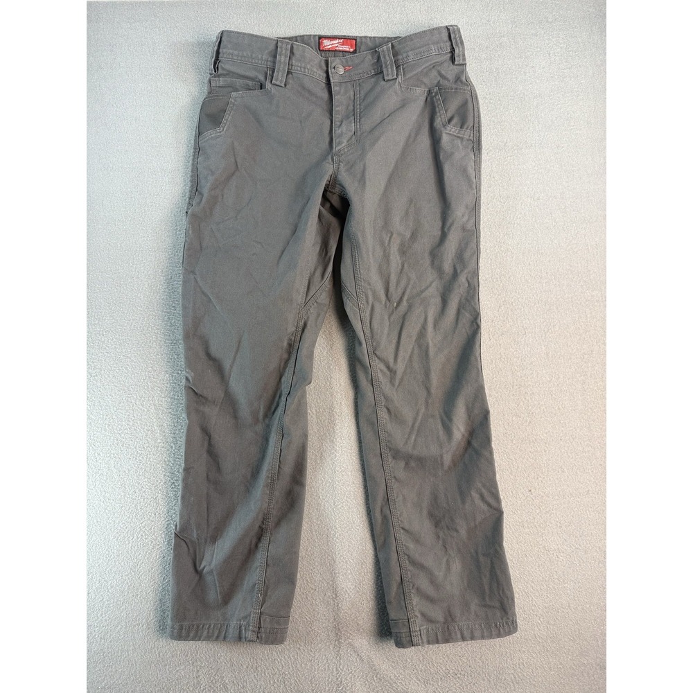 Milwaukee Pants Mens 32x30 Gray Relaxed Fit Canvas Carpenter Workwear M650